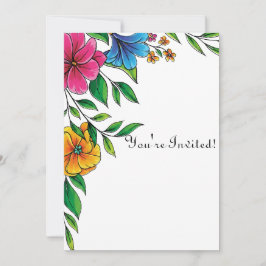 Invitación Código QR de boda de flores brillantes simples de