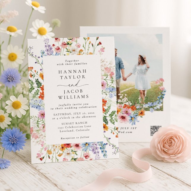 Invitación Código QR de Boda de Flores Silvestres Pradera Col (Subido por el creador)