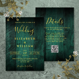Invitación Código QR de boda de madera de granero rústico ver