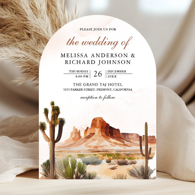 Invitación Código QR de boda de montaña de cactus del desiert (Subido por el creador)