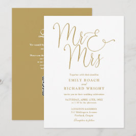 Invitación Código QR de boda de oro de Sr y Sra Modern