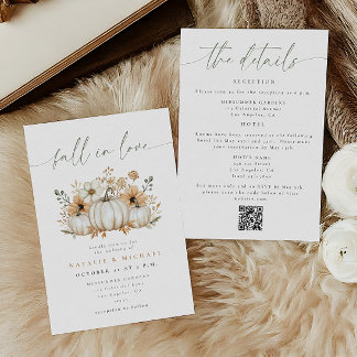 Invitación Código QR de Boda de Otoño de Calabaza Boho