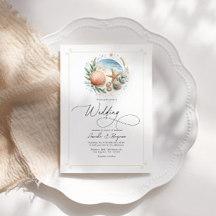 Invitación Código QR de Boda de Playa con Estilo Costero
