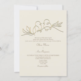 Invitación Código QR de boda dorado romántico
