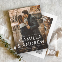 Invitación Código QR de boda elegante foto moderna