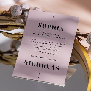 Invitación Código QR de boda elegante minimalista rosa polvor