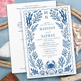 Invitación Código QR de Boda en la Playa del Océano con Capar