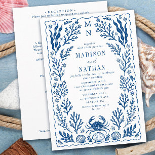 Invitación Código QR de Boda en la Playa del Océano con Capar
