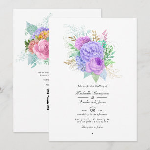 Invitación Código QR de Boda Floral de Primavera Rsvp