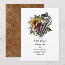 Código QR de boda floral gótica rústica de otoño
