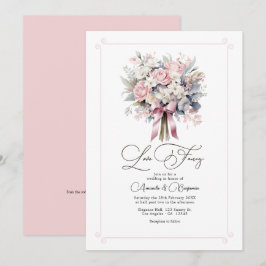 Invitación Código QR de Boda Floral Pastel Caprichoso Amor Fa
