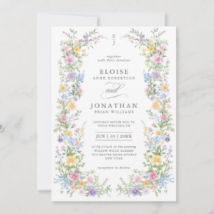 Invitación Código QR de Boda Floral Suave de Primavera con Or