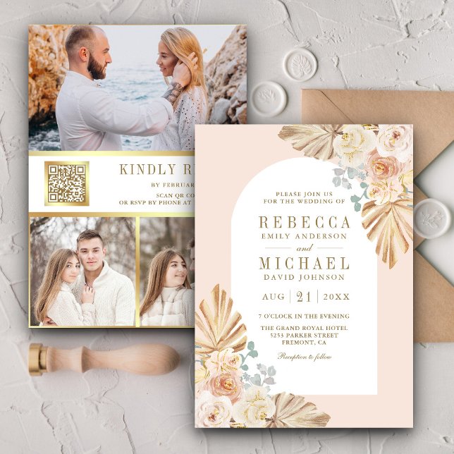 Invitación Código QR de boda floral terroso polvoriento Boho  (Subido por el creador)