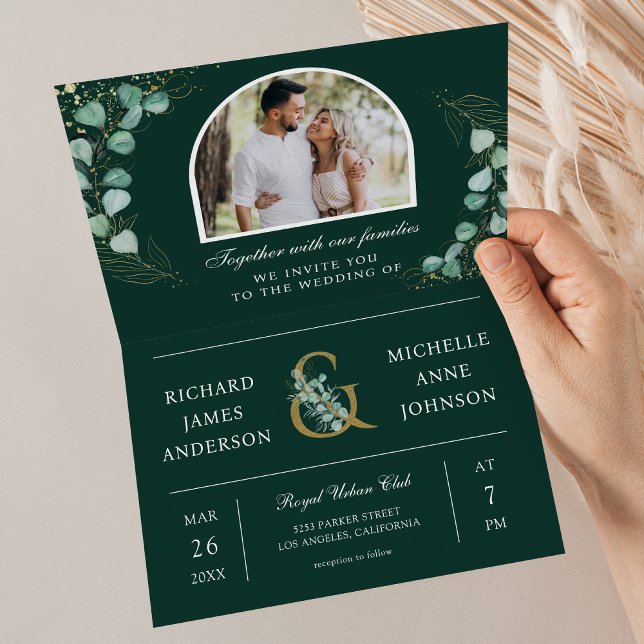 Invitación Código QR de Boda Foto Arco de Eucalipto Esmeralda (Subido por el creador)