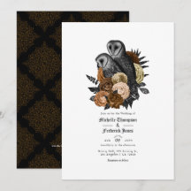 Código QR de Boda Gótica de Búhos Ámbar Glam Vinta