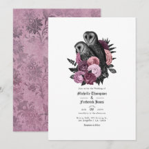 Código QR de Boda Gótica de Búhos Glam Vintage Mau