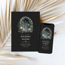 Código QR de boda gótica de ventana de castillo de