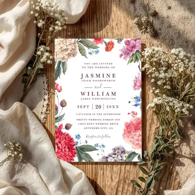 Invitación Código QR de Boda Jardín de Flores Silvestres Rúst (Subido por el creador)