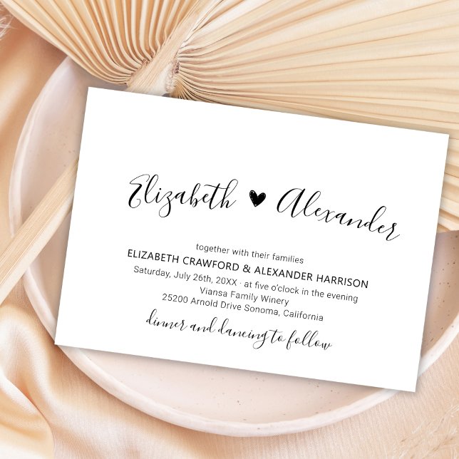 Invitación Código QR de Boda Minimalista Corazón Todo en Uno (Subido por el creador)