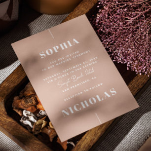 Invitación Código QR de boda minimalista elegante rosa pálido