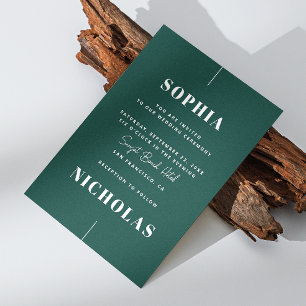 Invitación Código QR de boda minimalista elegante verde esmer