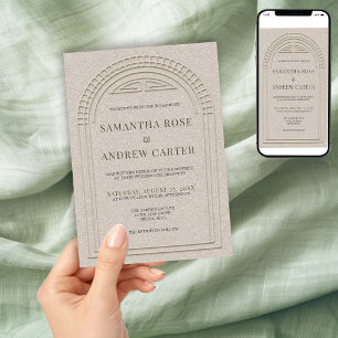 Invitación Código QR de Boda Minimalista Neo Deco con Efecto
