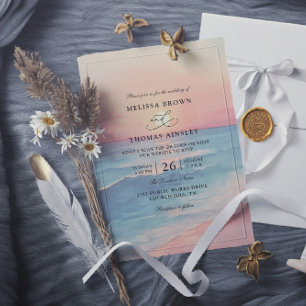 Invitación Código QR de Boda Presupuesto de Puesta de Sol Oce
