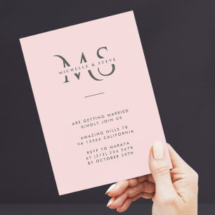 Invitación Código QR de Boda Rosa Beige Minimalista Moderna