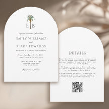 Código QR de boda tropical elegante monograma de p