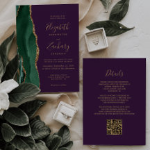 Código QR de Boda Verde Esmeralda Ágata Dorada Púr