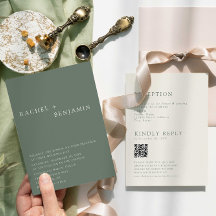 Código QR de Boda Verde Salvia Moderno y Elegante 