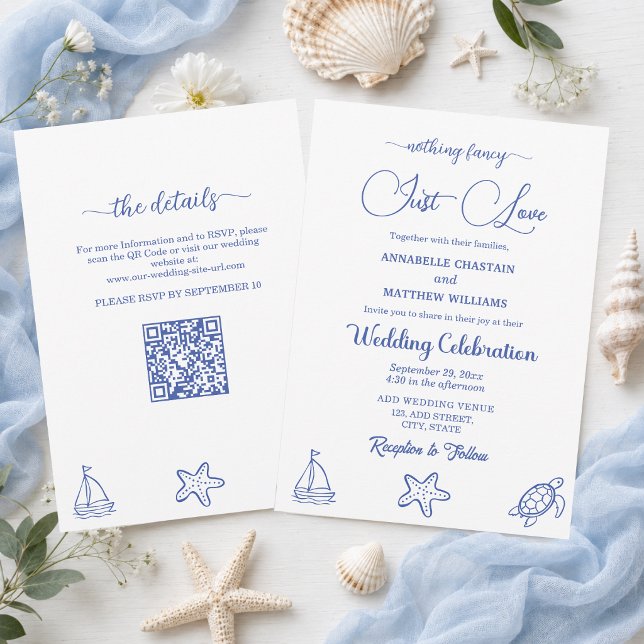 Invitación Código QR de Boda Vida Marina Chic Amor (Subido por el creador)
