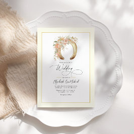 Invitación Código QR de Boda Western con Herradura Floral Ele