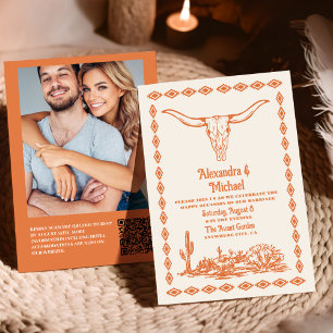 Invitación Código QR de Boda Western Ranch País del Suroeste