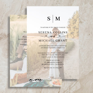 Invitación Código QR de Bodas con Letra de Corazón en la Foto