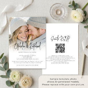 Invitación Código QR de Bodas con Superposición de Fotos en L