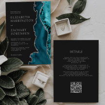 Código QR de Bodas de Ágata Plateada Azul Verde
