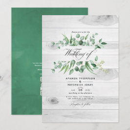 Invitación Código QR de Bodas de Campo con Verde de Eucalipto