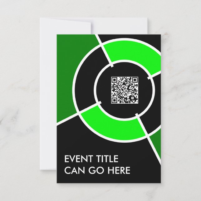 Invitación código QR de bullseye verde (Anverso)