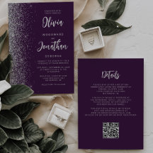 Código QR de Caligrafía con Brillo Plateado Púrpur