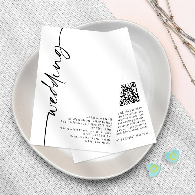 Invitación Código QR de Caligrafía Elegante en cualquier colo (Subido por el creador)