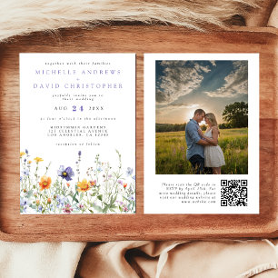 Invitación Código QR de Campo de Flores Silvestres Boda Foto
