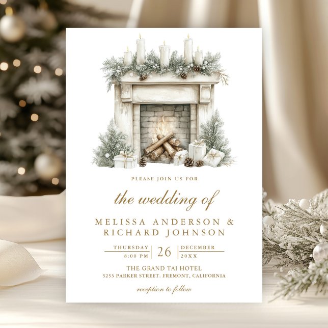 Invitación Código QR de chimenea de Navidad para boda todo en (Subido por el creador)