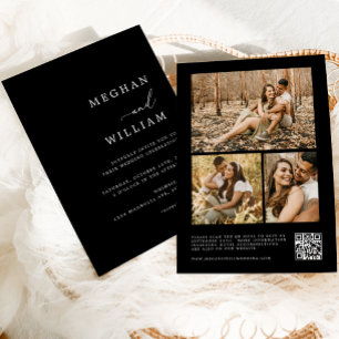 Invitación Código QR de Collage de fotos de caligrafía contem