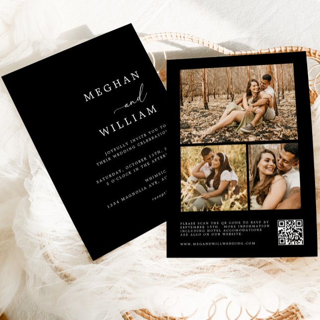 Invitación Código QR de Collage de fotos de caligrafía contem (Subido por el creador)
