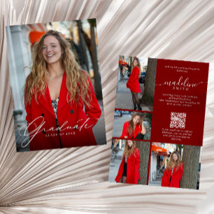 Invitación Código QR de collage de fotos Fiesta de graduación