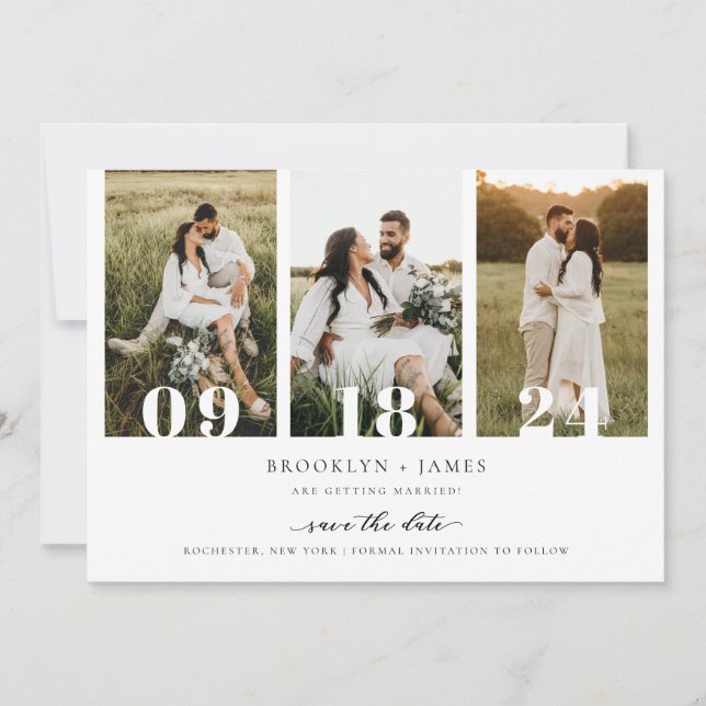 Invitación Código QR de collage de fotos moderno para guardar (Anverso)