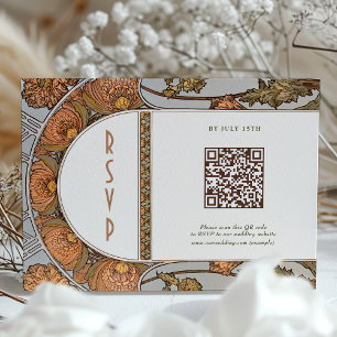 Invitación Código QR de confirmación de boda Arte Nouveau vin