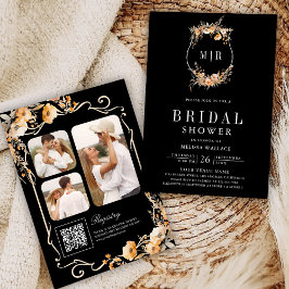 Invitación Código QR de Cresta de Flor Silvestre de Otoño Bod