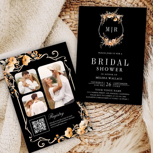 Invitación Código QR de Cresta de Flor Silvestre de Otoño Bod (Subido por el creador)